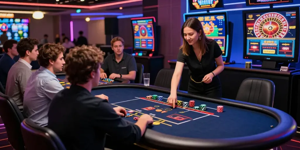 Players enjoying online casinos not on GamStop in a vibrant gaming environment