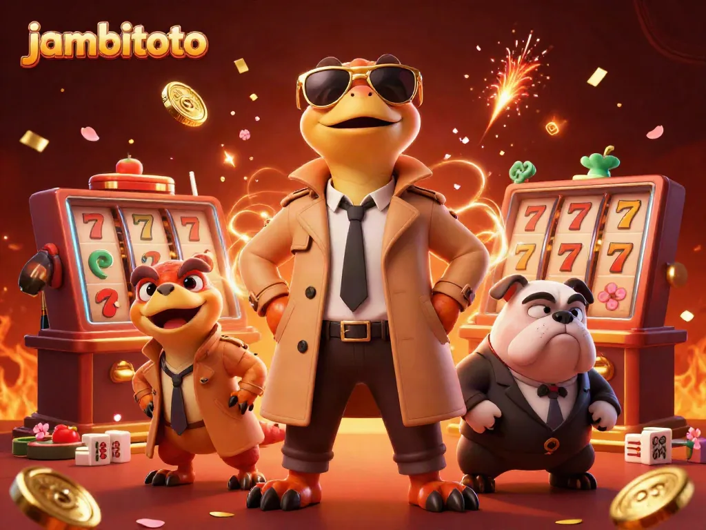 Dynamic scene of jambitoto's playful three raptors and bouncer in a VIP casino setting.
