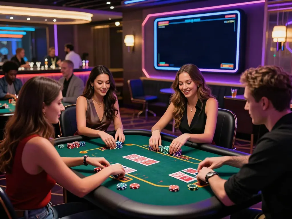 Engaging online casinos not on GamStop scene with diverse players enjoying gaming atmosphere.