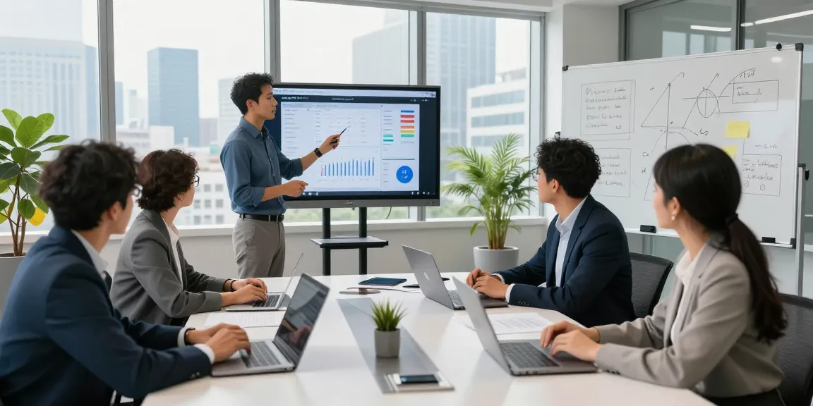 Team discussing call recording strategies in a modern office setting, showcasing collaboration and innovation.