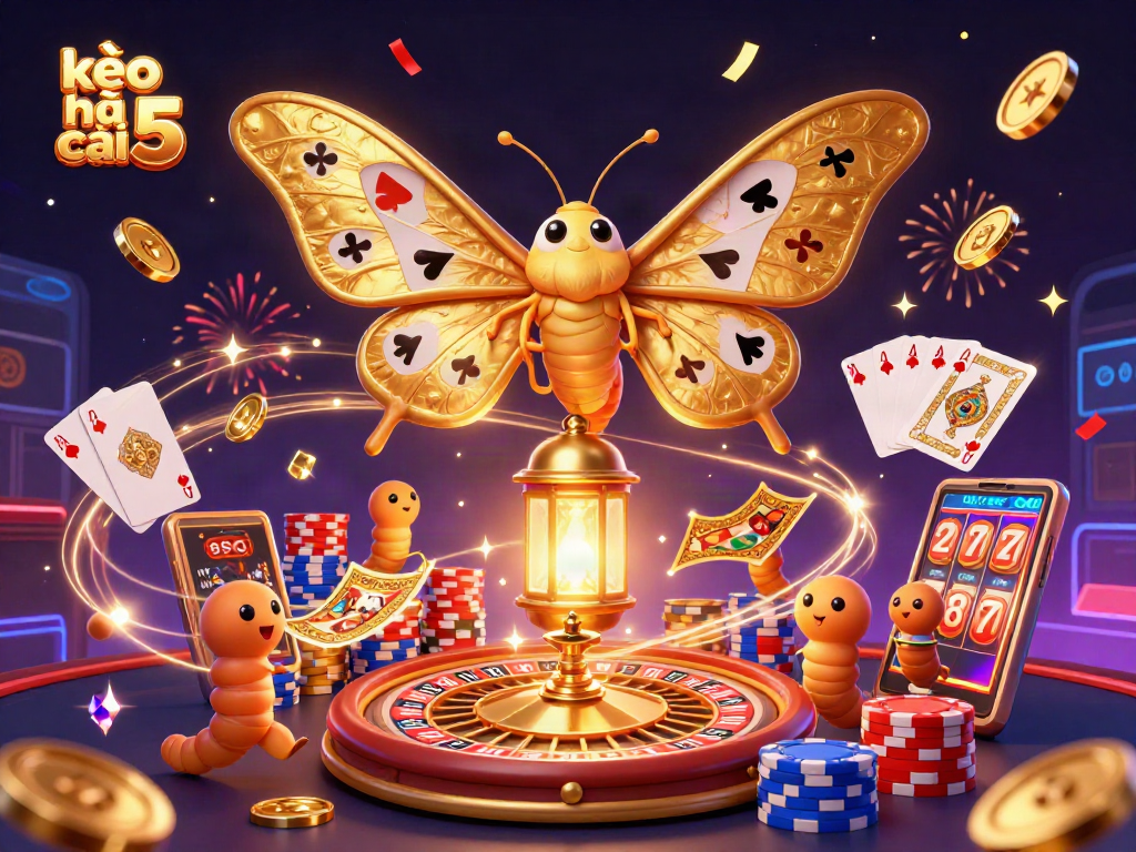Experience immersive fun with kèo nhà cái 5 in this vibrant casino-themed illustration.