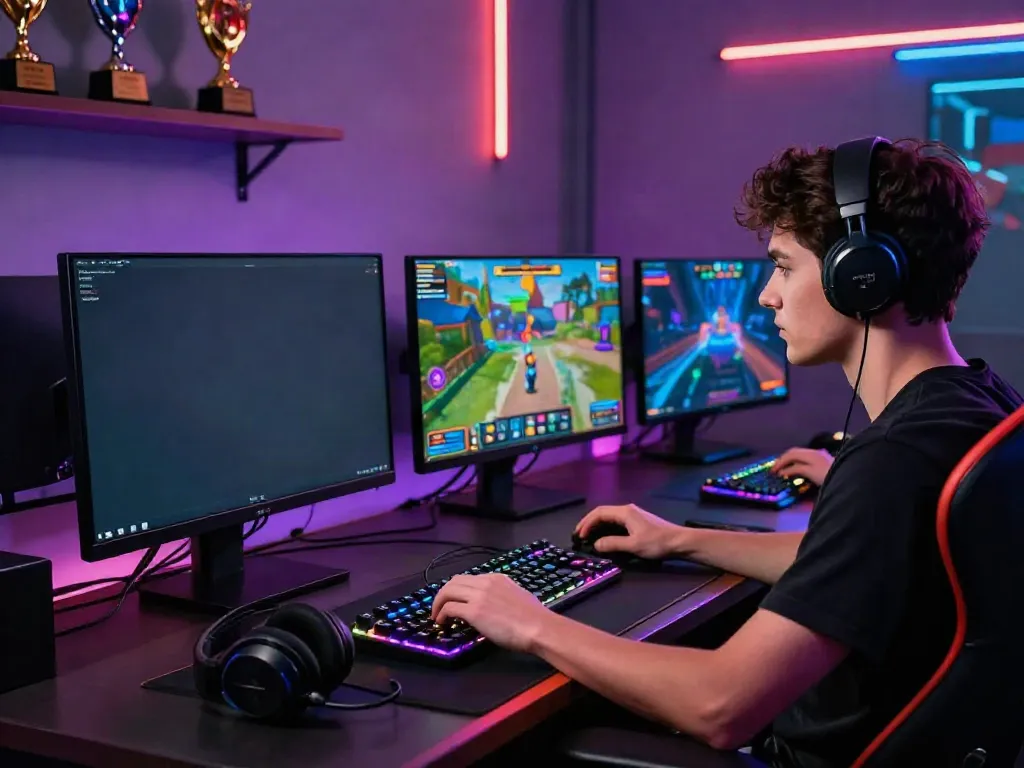 Player enjoying online casinos not on GamStop in vibrant gaming setup