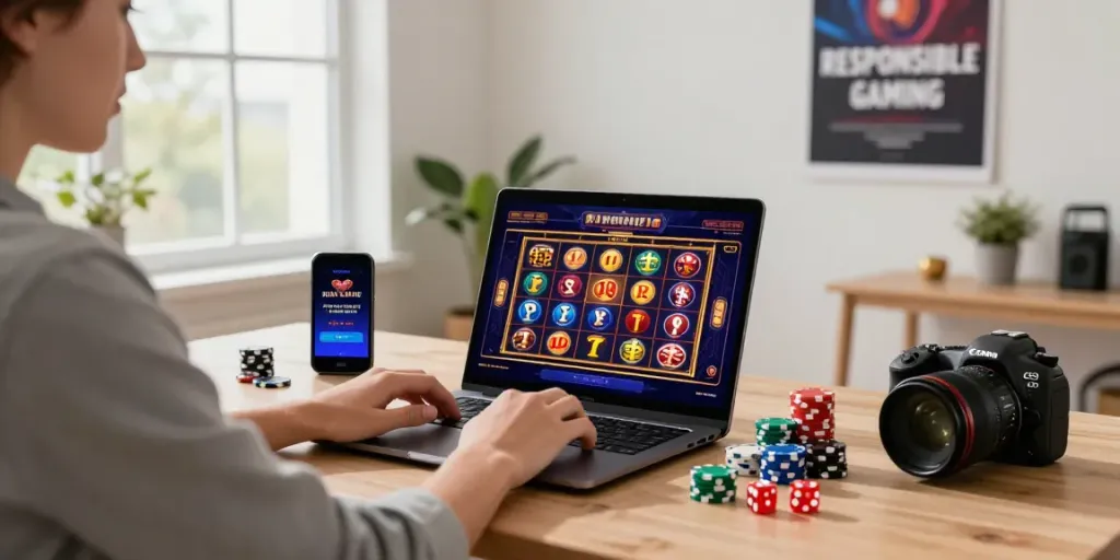 Engaging scene of online casinos not on gamstop with vibrant gaming setup.