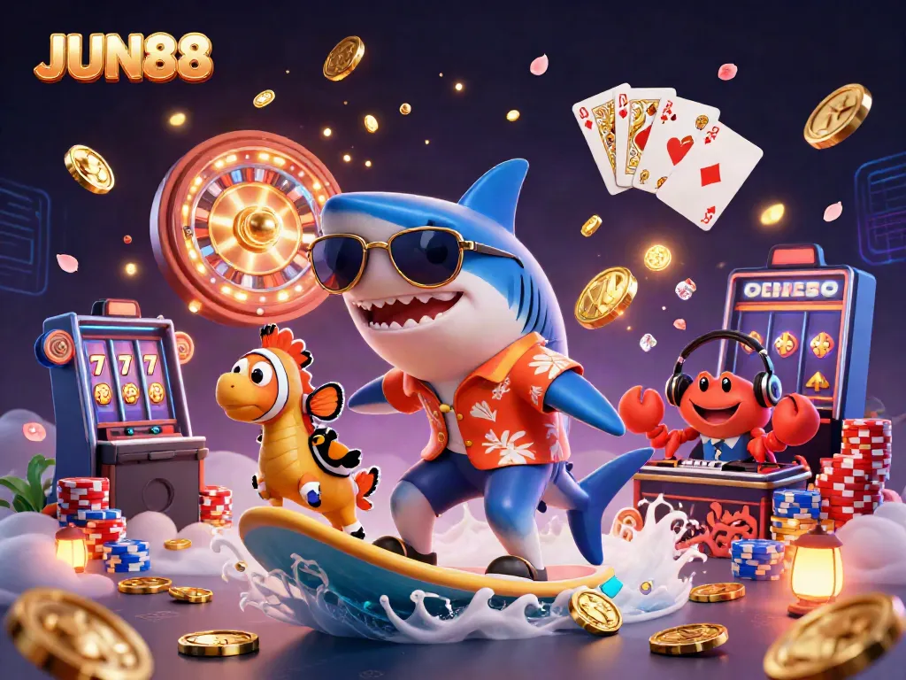 Experience thrilling games at JUN88 with vibrant characters in a lively underwater scene