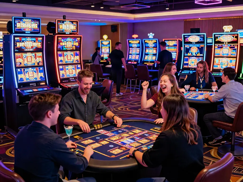 Exciting scene of players enjoying online casinos not on gamstop, highlighting games and vibrant atmosphere.
