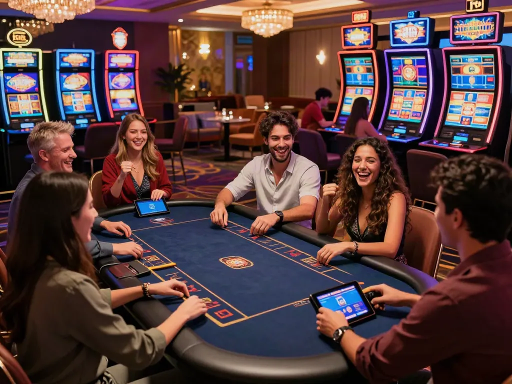 Players immersed in online casinos not on GamStop, showcasing vibrant gaming atmosphere