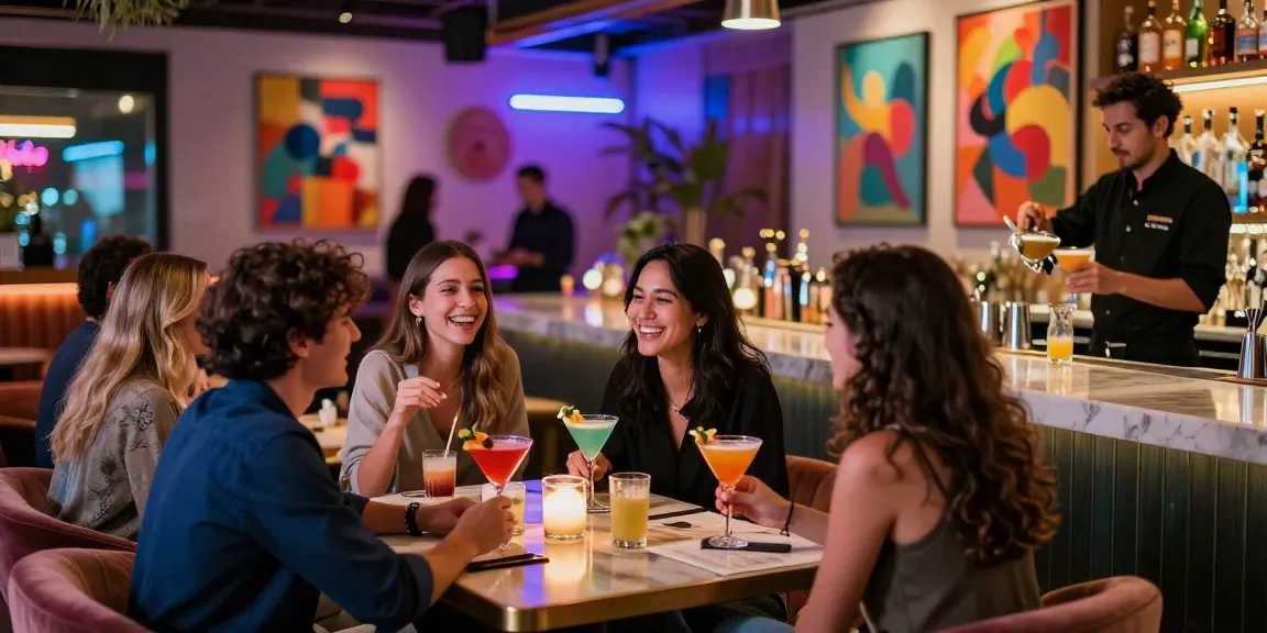 Enjoying vibrant nightlife at a trendy lounge with rokok88 daftar cocktails.
