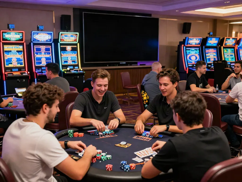 Exciting scene at online casinos not on GamStop with players enjoying gaming activities.