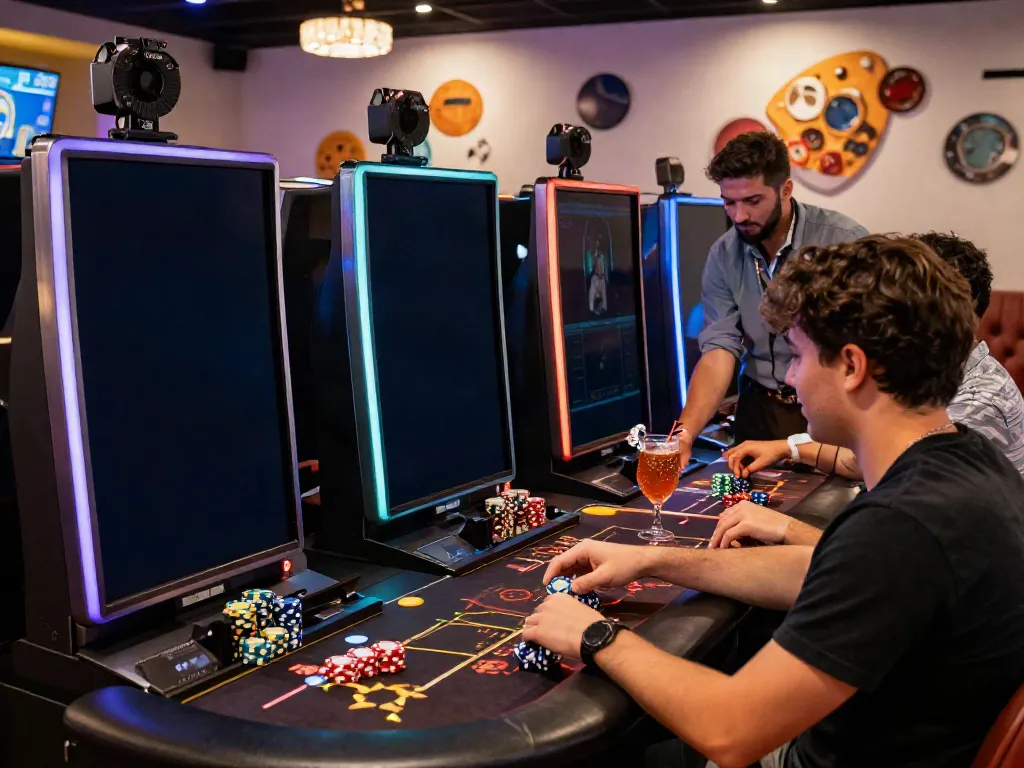 Engaging scene at online casinos not on GamStop, featuring a player immersed in gaming excitement.