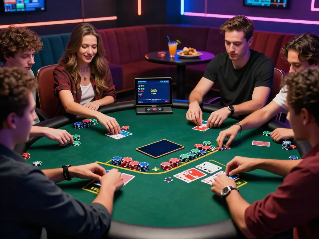 Friends enjoying a game at online casinos not on GamStop, showcasing excitement and camaraderie.