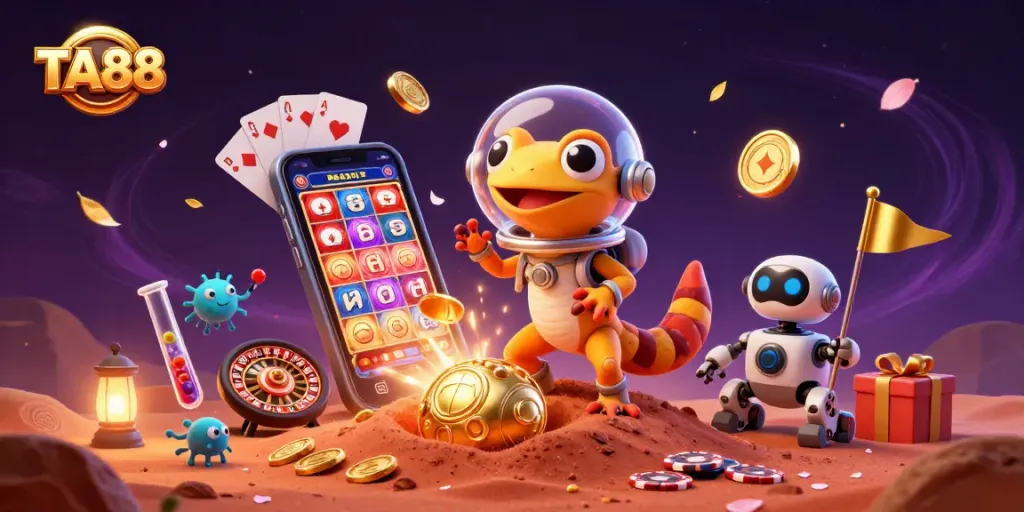 Experience the excitement of TA88 as the Martian gecko uncovers a hidden casino on Mars with dynamic game elements.