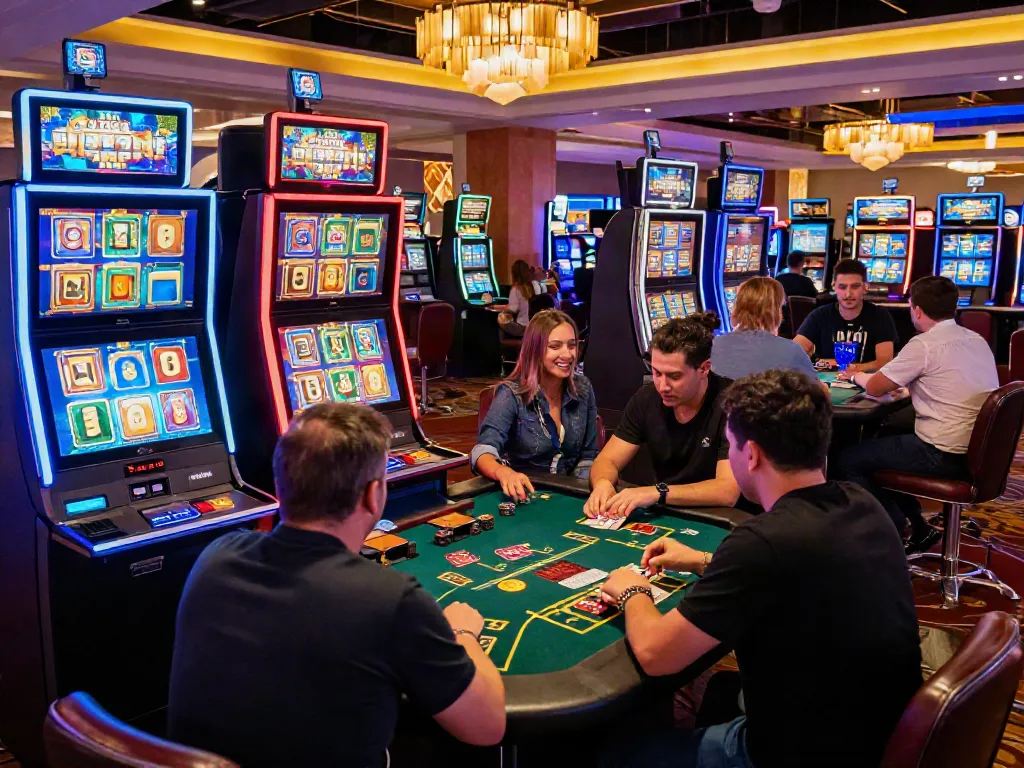 Experience the excitement at online casinos not on gamstop with energetic players at slot machines and live dealer tables.