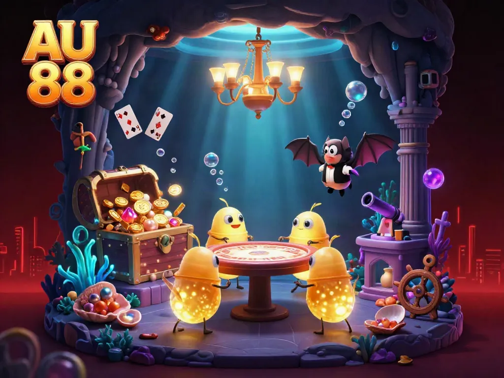 Experience exciting gameplay at AU 88's virtual casino with vibrant glowworms and treasure-filled treasures.