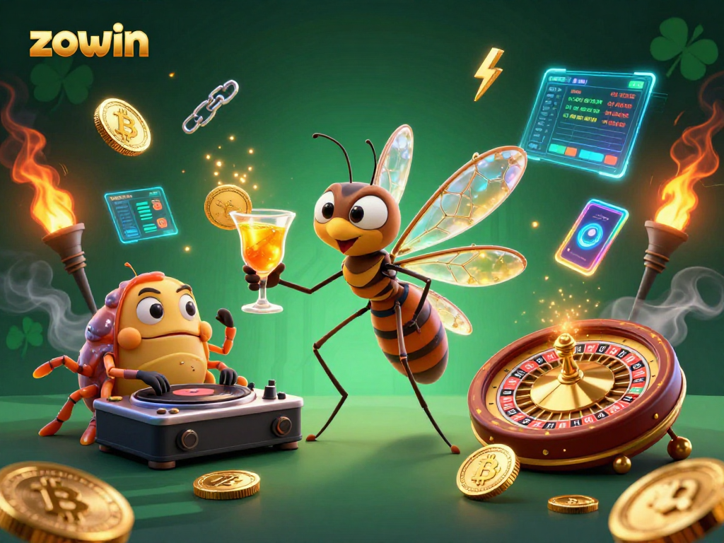 Zowin offers a vibrant casino experience featuring a cocktail-holding mascot and unique game elements, ideal for bettors.