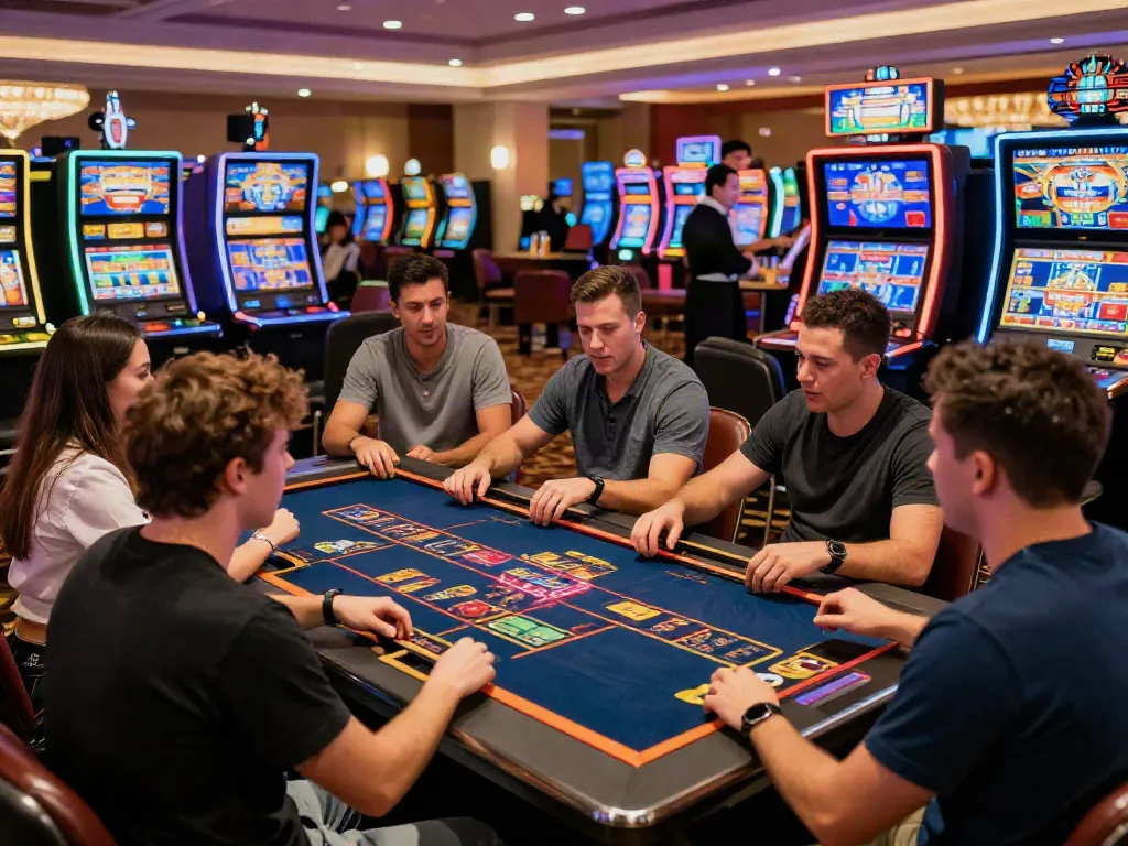 Players enjoying online casinos not on gamstop in a lively gaming atmosphere