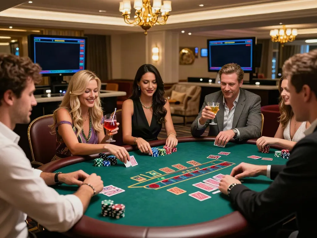 Engaging scene of a vibrant gaming area highlighting online casinos not on GamStop.