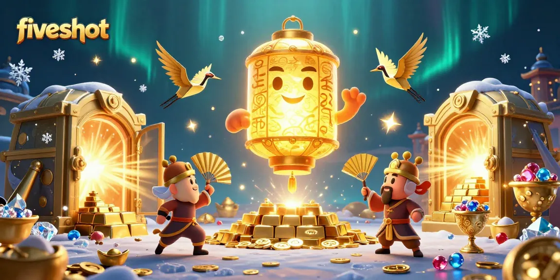 Experience thrilling gameplay at fiveshot with dazzling treasures and characters in a dynamic casino scene.