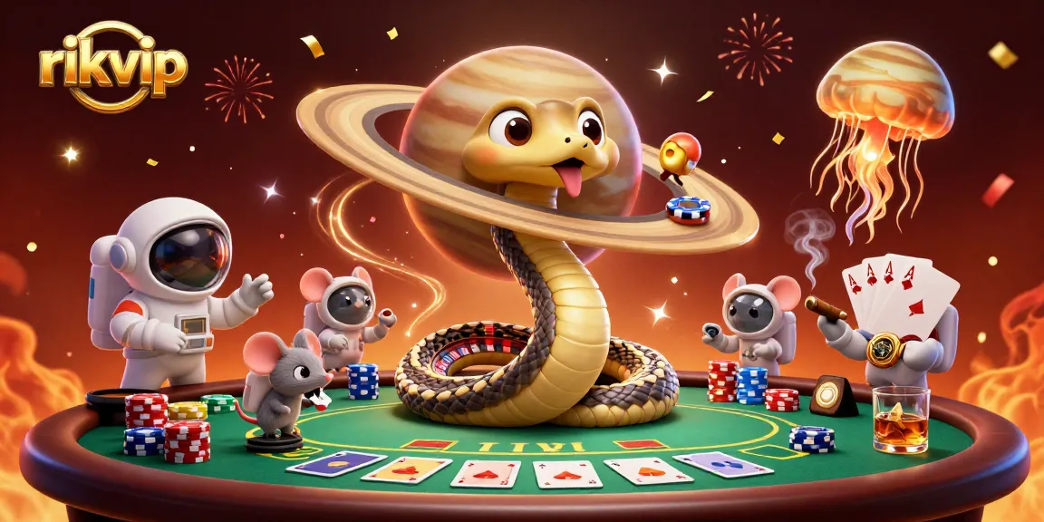 Place bets at rikvip with unique characters in a casino-inspired cosmic scene.