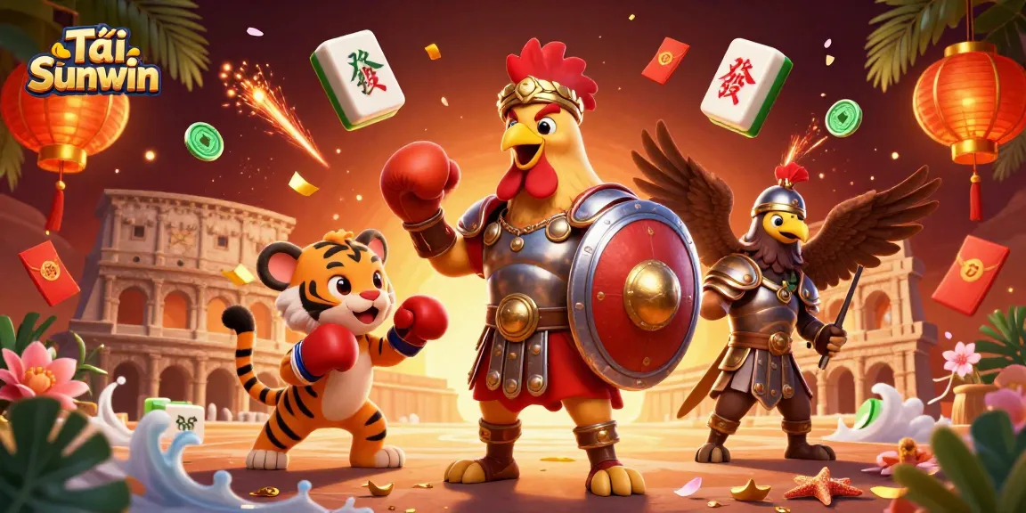 Experience Tải Sunwin with this vibrant 3D illustration of dynamic casino activities and elements