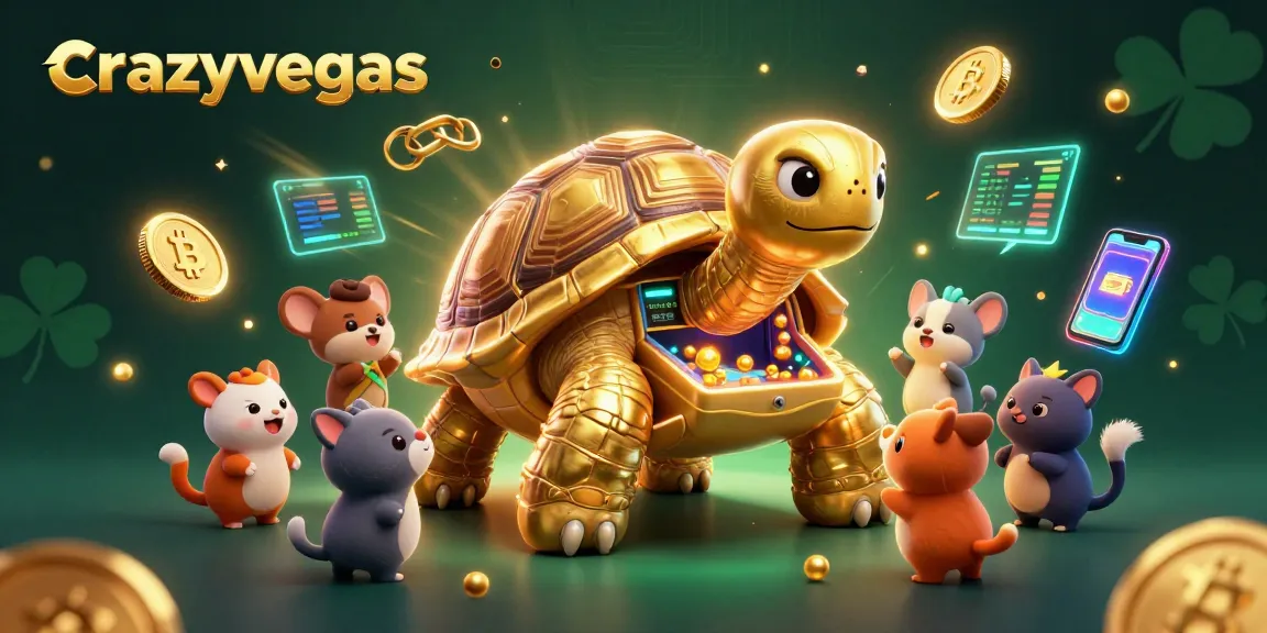Engage with crazyvegas in an animated casino adventure with colorful crypto elements and energetic characters.