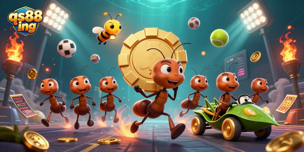 Engage with qs88 ing's thrilling world of gaming showcased in a vibrant, action-packed casino scene.