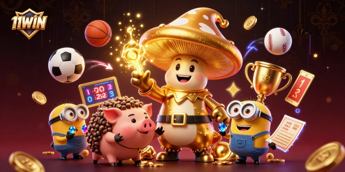 Engage with sports thrills at 11WIN featuring cartoon characters and dynamic betting action.