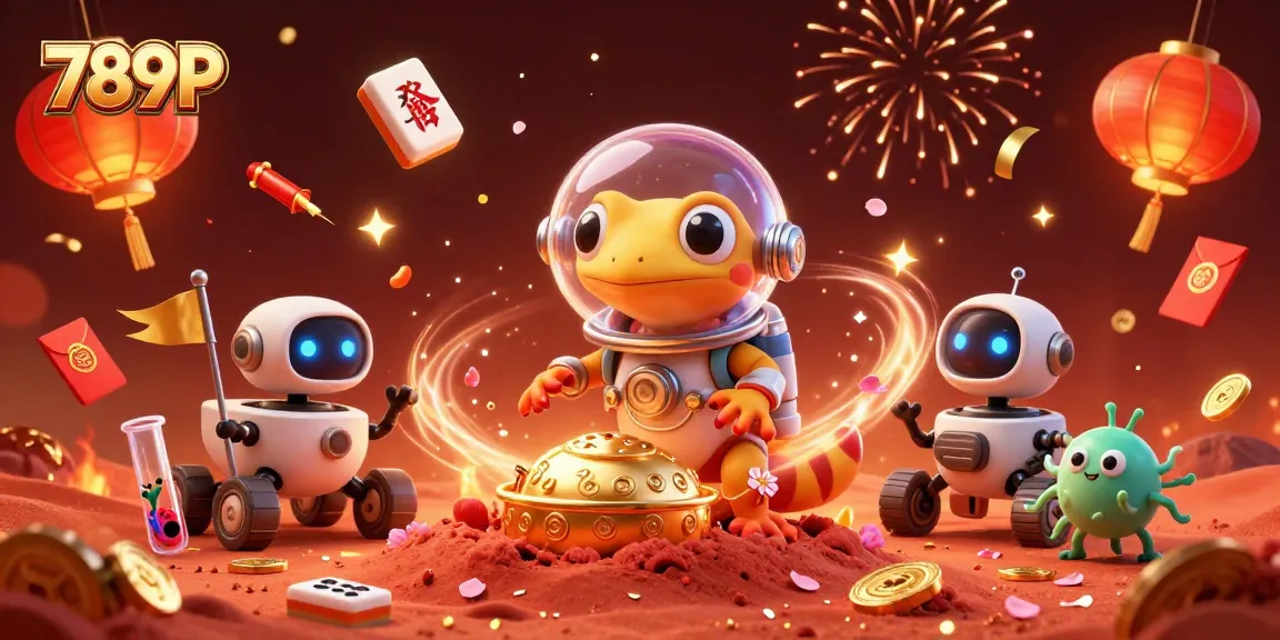 Engage with 789P's vibrant online casino scene featuring a Martian gecko and dynamic gaming elements.