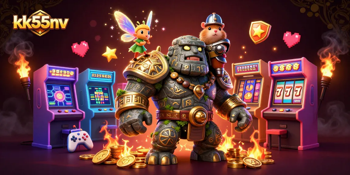 Engage in thrilling casino adventures with kk55nv featuring a magical golem and its knight companion.