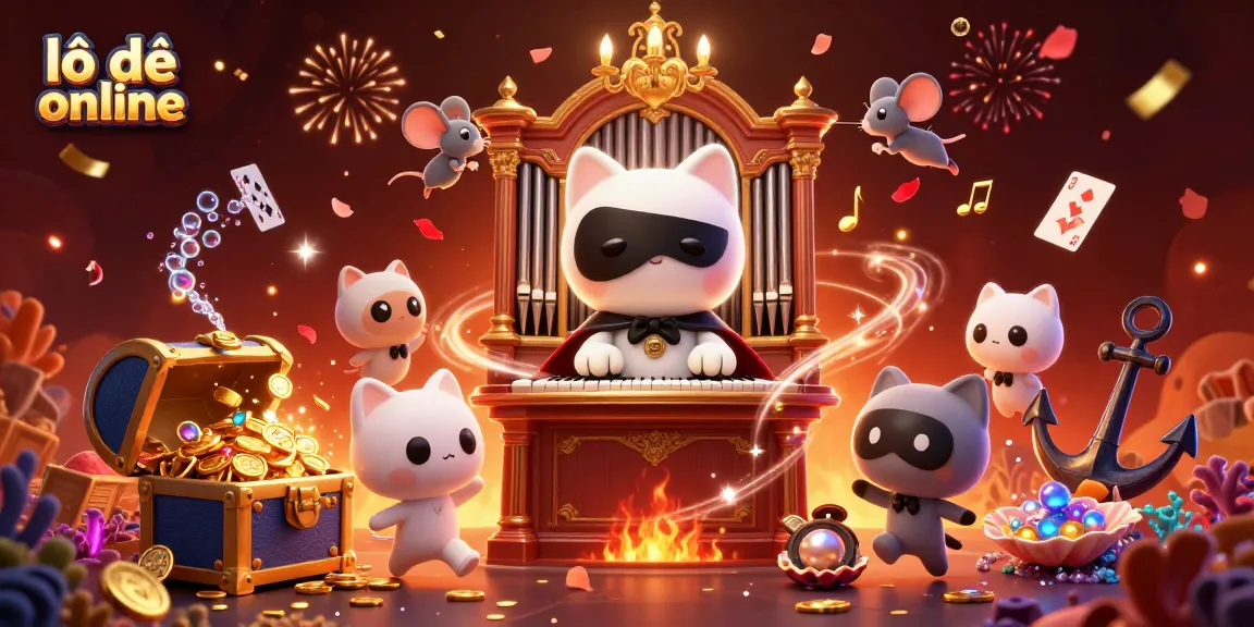 Winning strategies in lô đề online with a whimsical 3D cartoon design, featuring a masked cat organist.