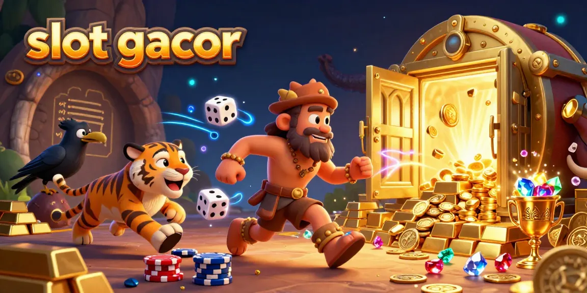 Unleashing slot gacor excitement with a prehistoric casino featuring a caveman and companions.
