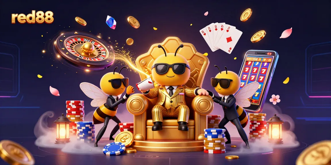 Experience the vibrant excitement of red88, featuring a bumblebee mob boss in a dazzling casino scene.